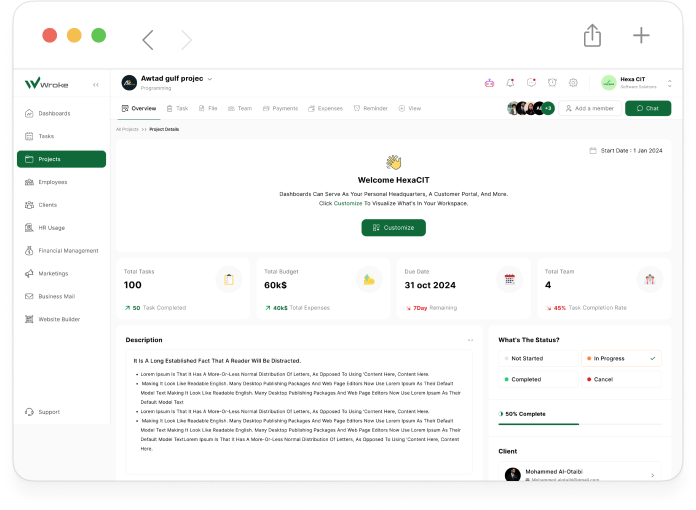 Overview of the Project Management Feature in Wroke